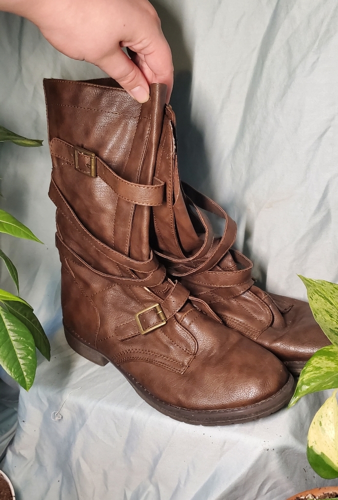 Brown Strappy Ankle Boots